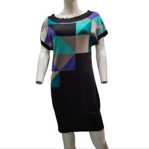 DKNY turtleneck Geometric sweater dress Sz Medium